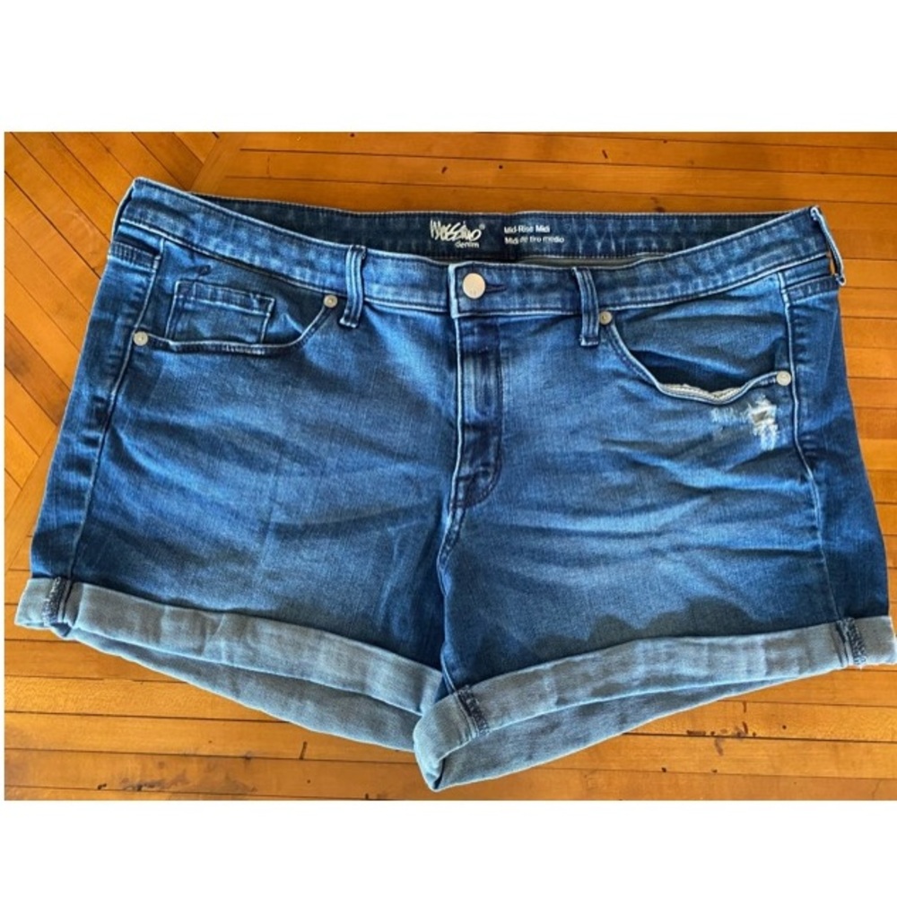 Mid Rise Stretch Jean Shorts
